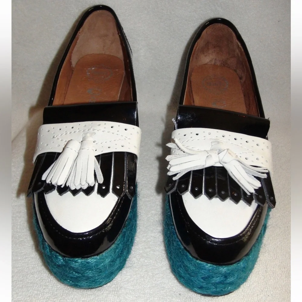NWOB Jeffrey Campbell Oxford Patent Leather Jute Platform Espadrille